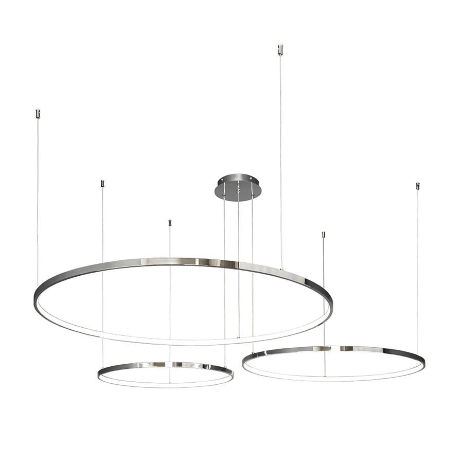 Люстра светодиодная Levistella 7529832-3B LED 600/800/1000 Лофт с тремя плафонами кольцами и пультом Хром (2592770450)