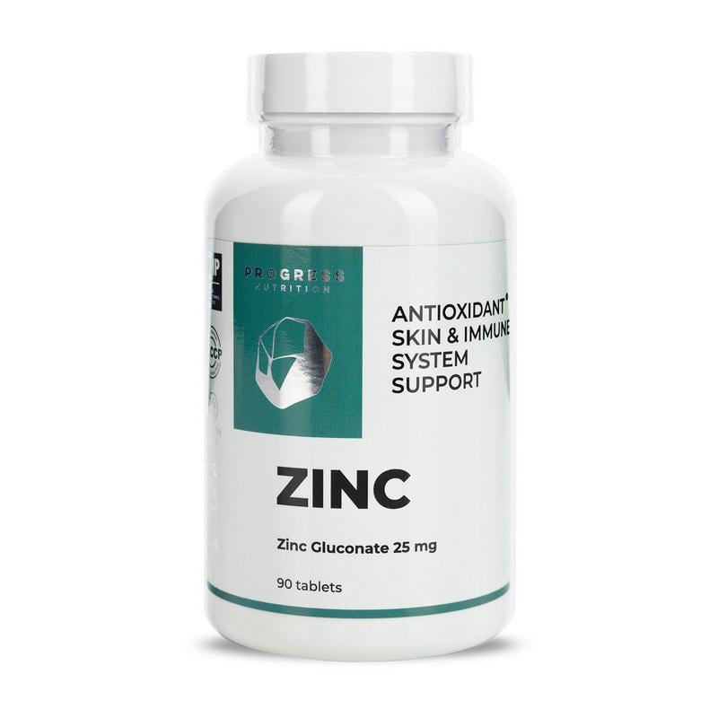 Цинк глюконат Progress Nutrition Zinc Gluconate 25 mg 90 табл.