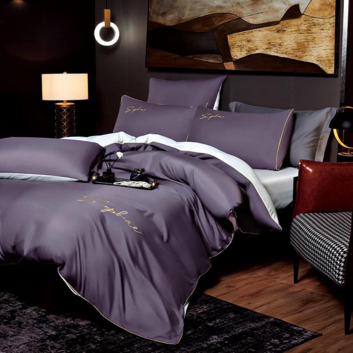 Постельное белье KOLOCO Sophae сатин двуспальное Темно-фиолетовый (42550) - фото 1