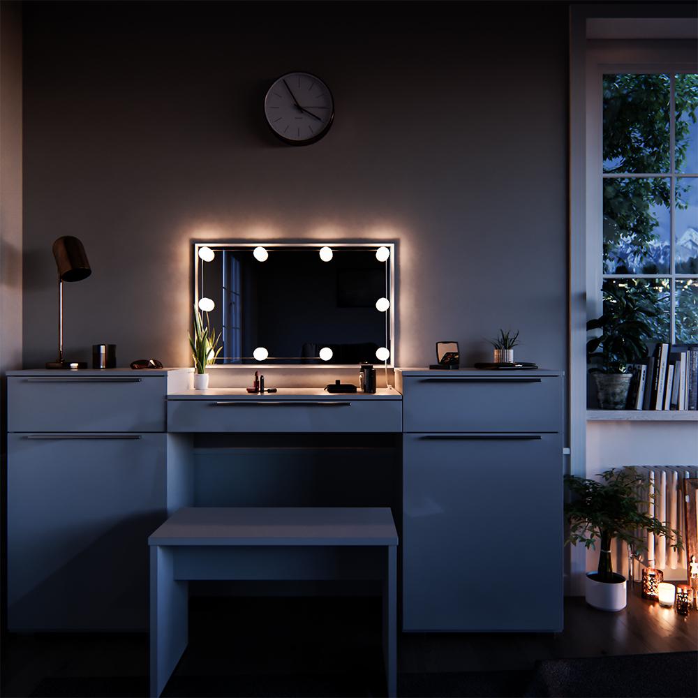 Туалетний столик Vicco Lilli з лавкою 190x90 Білий глянець - фото 4 Туалетний столик Vicco Lilli з лавкою 190x90 Білий глянець - фото 4