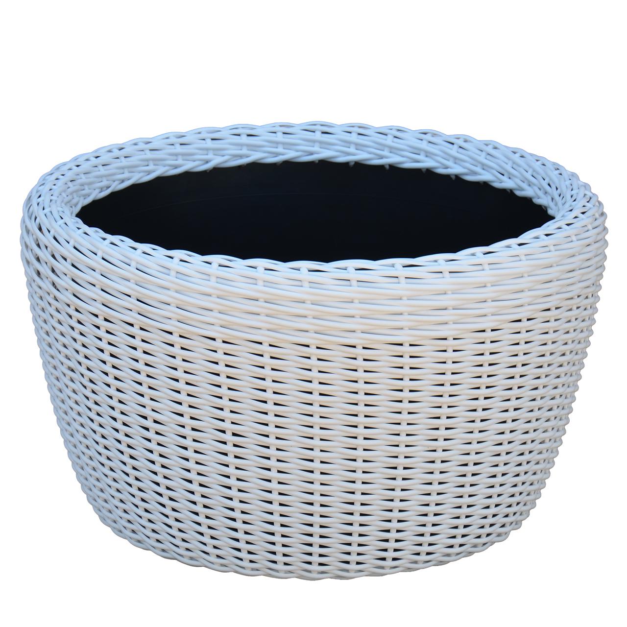 Кашпо велике для рослин та квітів з штучного ротангу/ручної роботи 60 л Білий - фото 1 Кашпо велике для рослин та квітів з штучного ротангу/ручної роботи 60 л Білий - фото 1