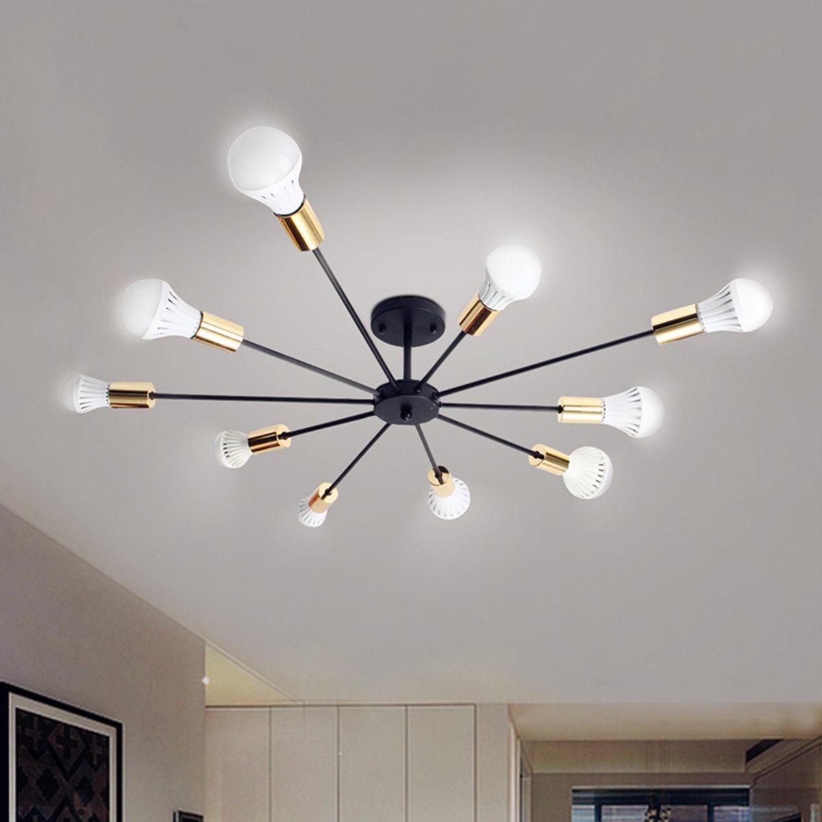 Люстра в стилі лофт Промінь-10 із патронами Золотий