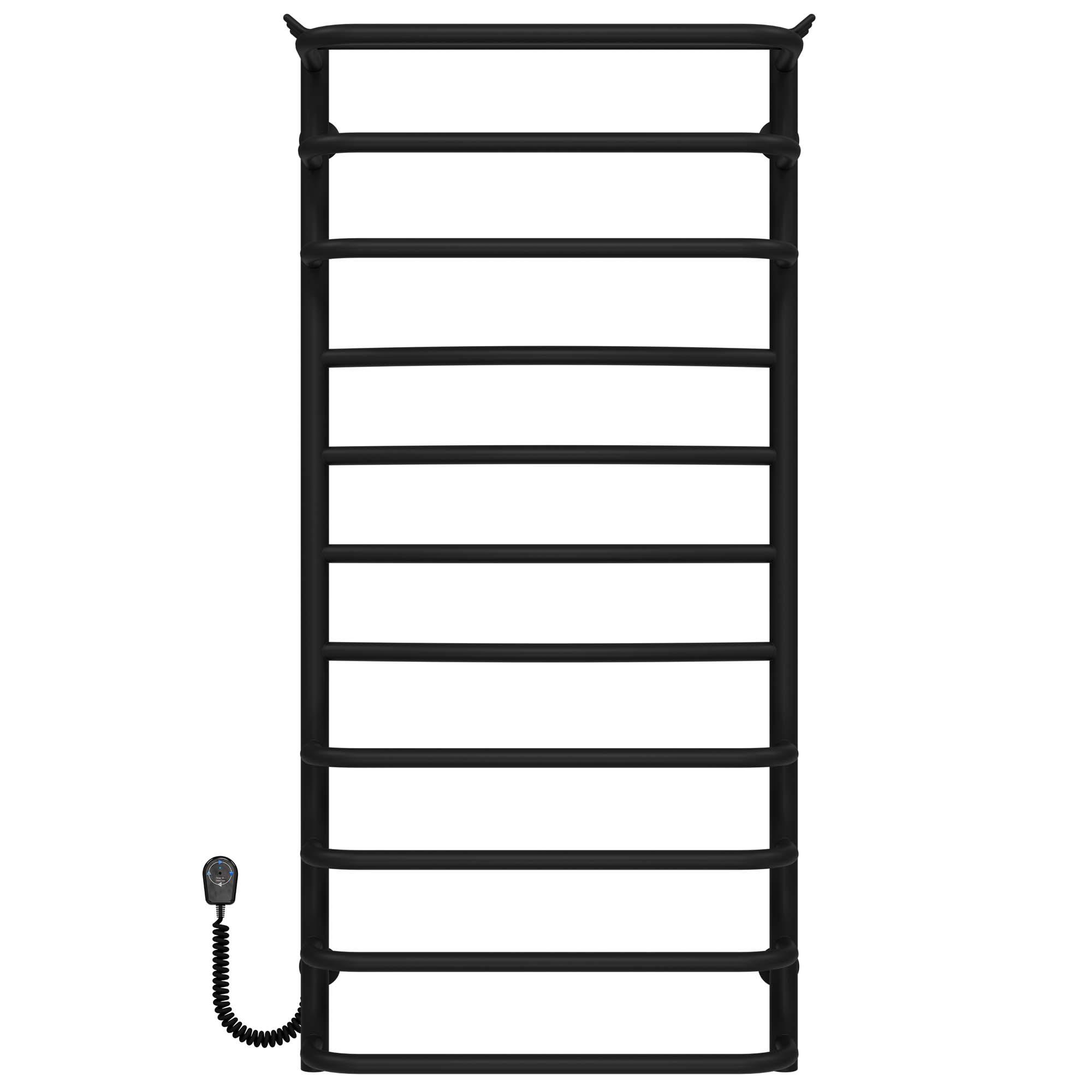 Полотенцесушитель электрический Deffi Юность П11 EF16 левое подключение нержавеющая сталь 500x1100 мм Черный (C.YU.110.50.11.EBL5)