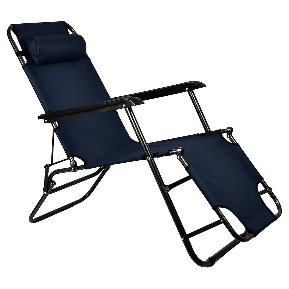 Кресло-шезлонг садовый Stenson MH-3068M-2 полиэстеровый с пластиком и металлом 153х60х80 см Синий (26450647)