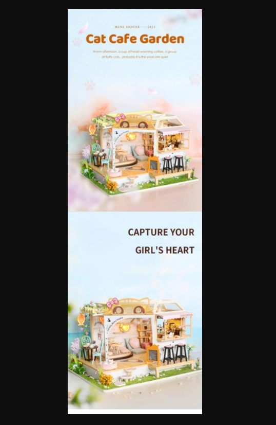 Румбокс CuteBee DIY DollHouse Кэт Кафе 3D (M955) - фото 6