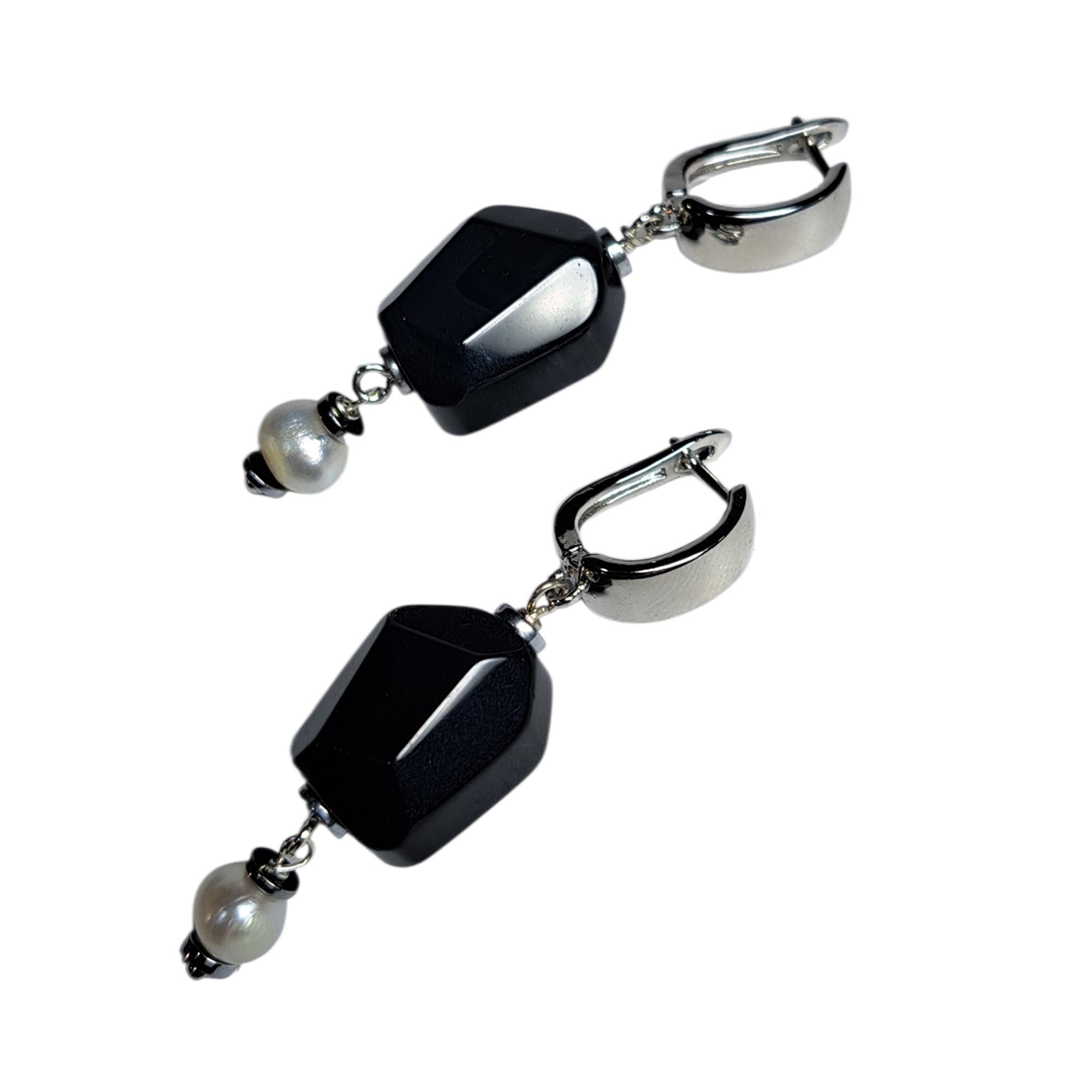 Серьги DARSANA Соломия из натурального камня агат/жемчуг (DRSU502001)