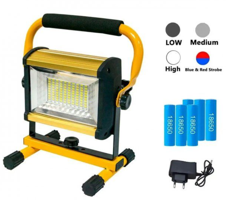 Прожектор-ліхтар UKC Flood Light 18650 LED 4 режими кріплення/5 акумуляторів 100 Вт Жовтий (22981456) - фото 8 Прожектор-ліхтар UKC Flood Light 18650 LED 4 режими кріплення/5 акумуляторів 100 Вт Жовтий (22981456) - фото 8