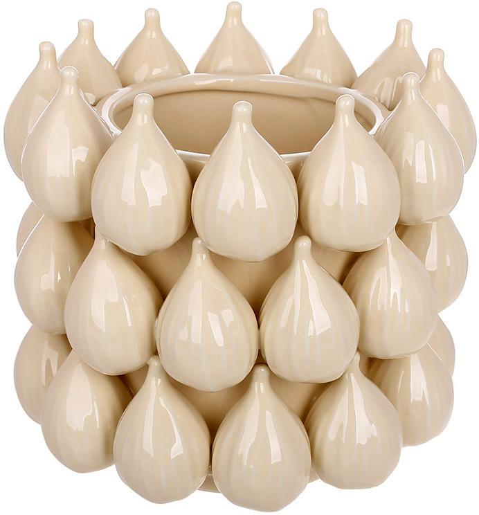 Ваза фарфоровая Figs с рельефным декором 19х18 см. Белый