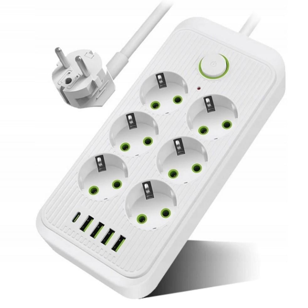 Удлинитель электрический 3001/5 с предохранителем 6 розеток/4 USB и 1 Type-C Белый (38136785) Удлинитель электрический 3001/5 с предохранителем 6 розеток/4 USB и 1 Type-C Белый (38136785)