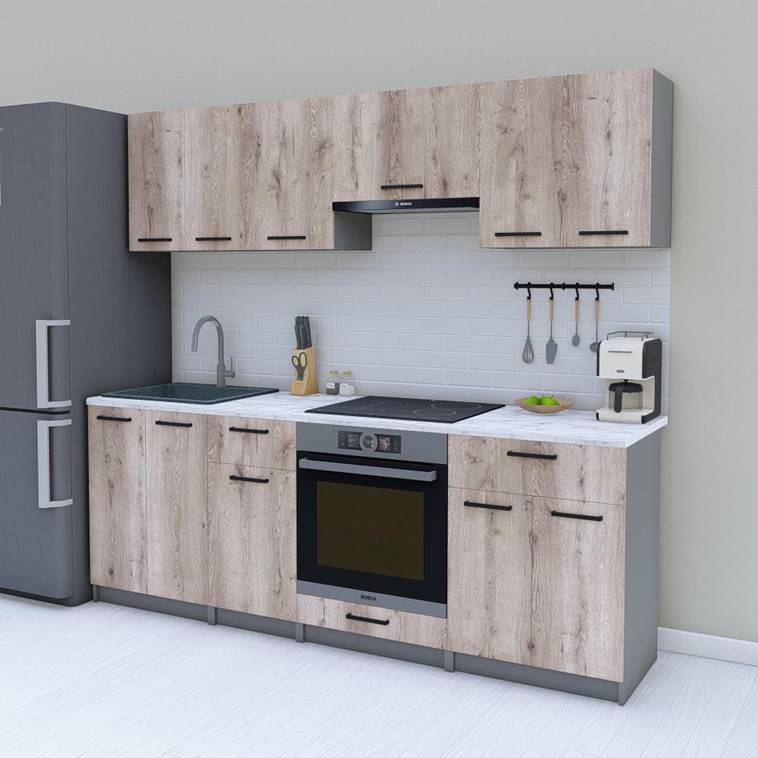 Модульна кухня Opendoors без стільниці 220 см Аліканте/Антрацитовий (МП35/2)