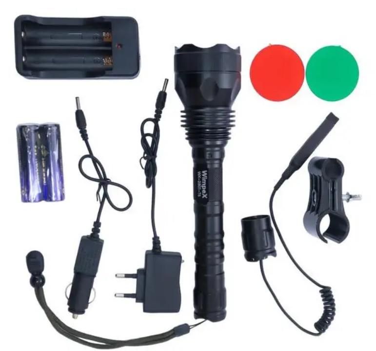 Фонарь подствольный WimpeX WX-2801-T6 с выносной кнопкой ЗУ220/12В + 2х18650 (1641018335)
