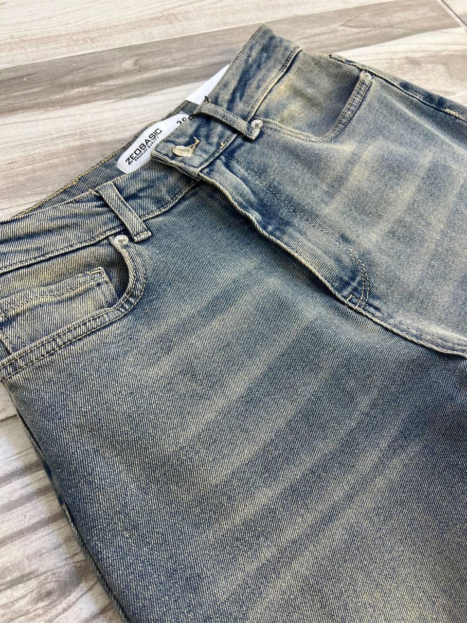 Джинсы женские Zeo Basic 4679 клеш от колена высокая посадка стрейчевые винтажные р. 34 Голубой (3631) - фото 2