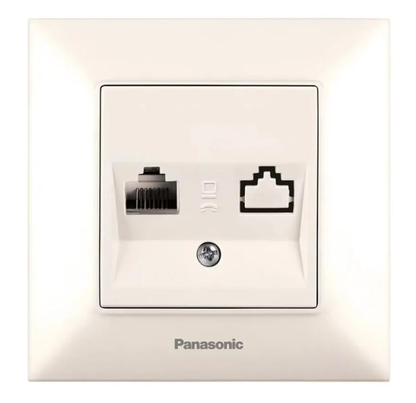 Розетка комп'ютерна Panasonic Arkedia Slim WNTC04042BG-UA RJ45/CAT5e Кремовий Розетка комп'ютерна Panasonic Arkedia Slim WNTC04042BG-UA RJ45/CAT5e Кремовий