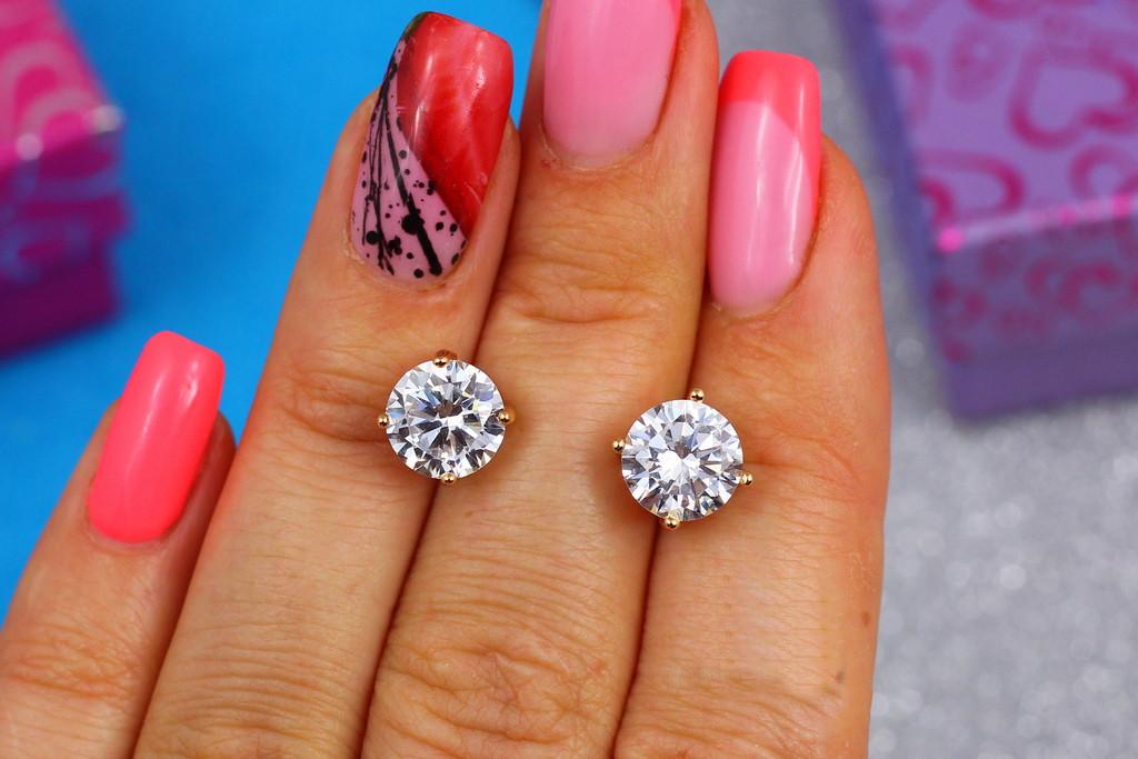 Серьги гвоздики Xuping Jewelry с камнем  8 мм Золотистый