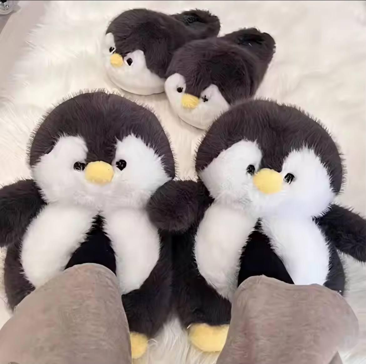 Домашние тапочки плюшевые Пингвины р. 36-37 Черно-белый (213189952852) - фото 10