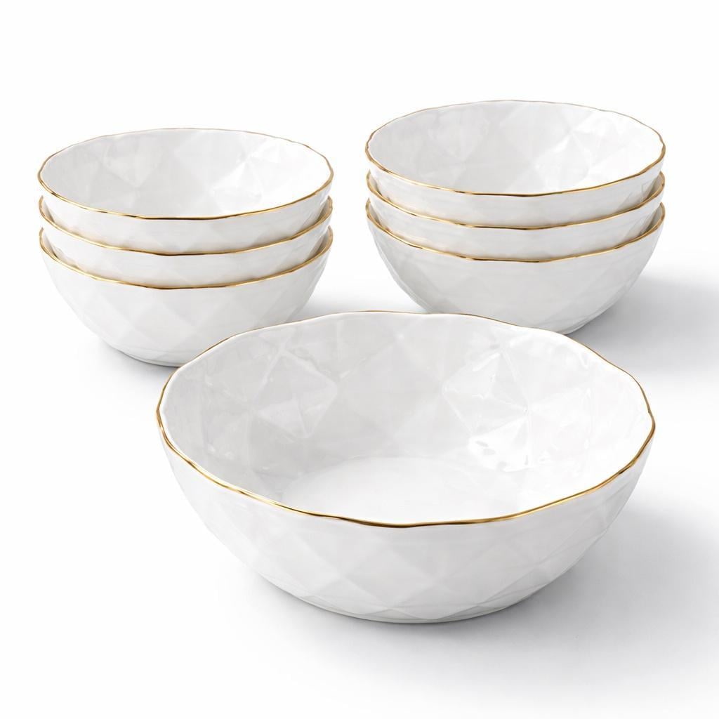 Набор салатников из стеклокерамики Crystal Gold 1 салатник и 6 пиал 7 пр. Белый с золотым (34116095)