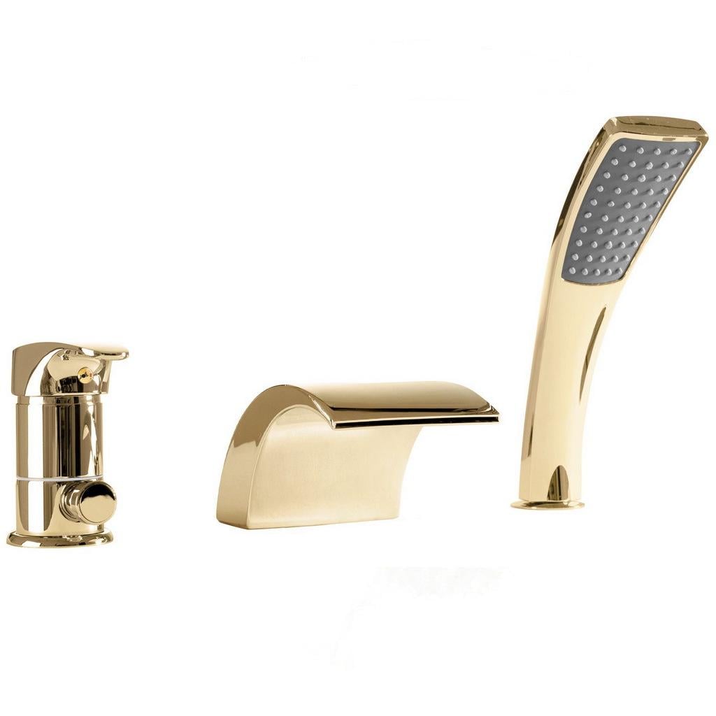 Смеситель на борт ванны CUBO REA RIVEN GOLD REA-B0497 на три отверстия Золотой (133791)