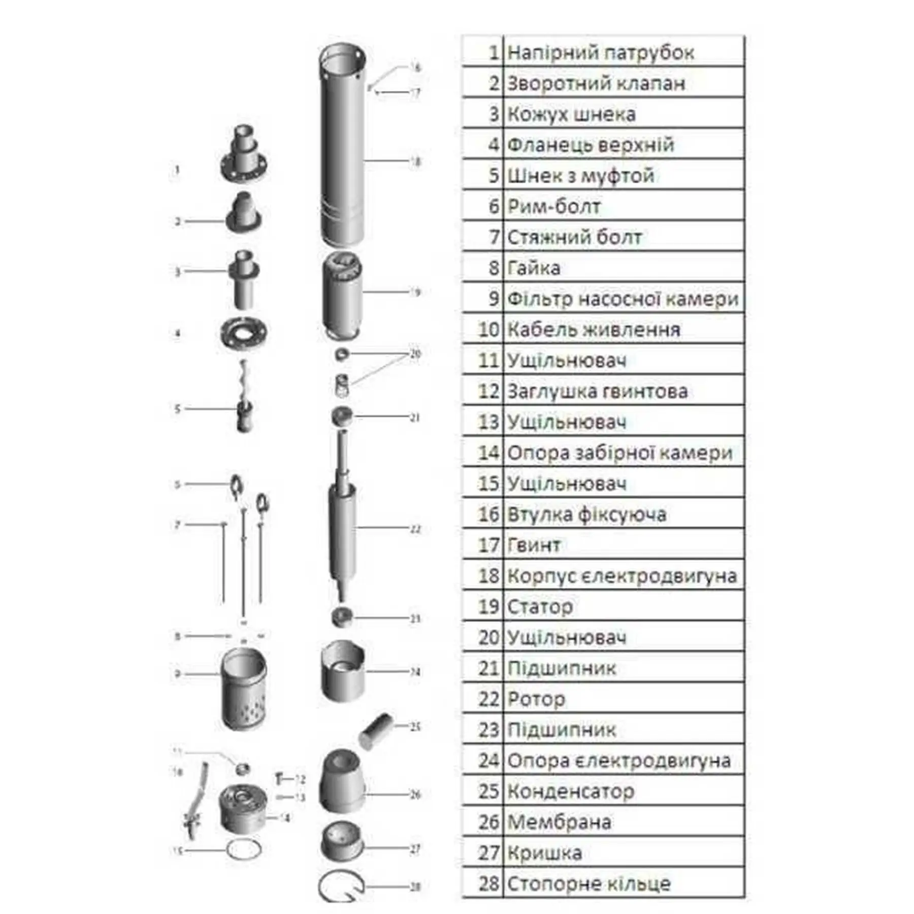 Насос шнековий свердловинний VOLKS pumpe 3QGD 1,5-70-0,37 кВт 3" з кабелем 15 м (GSR-000009648) - фото 6