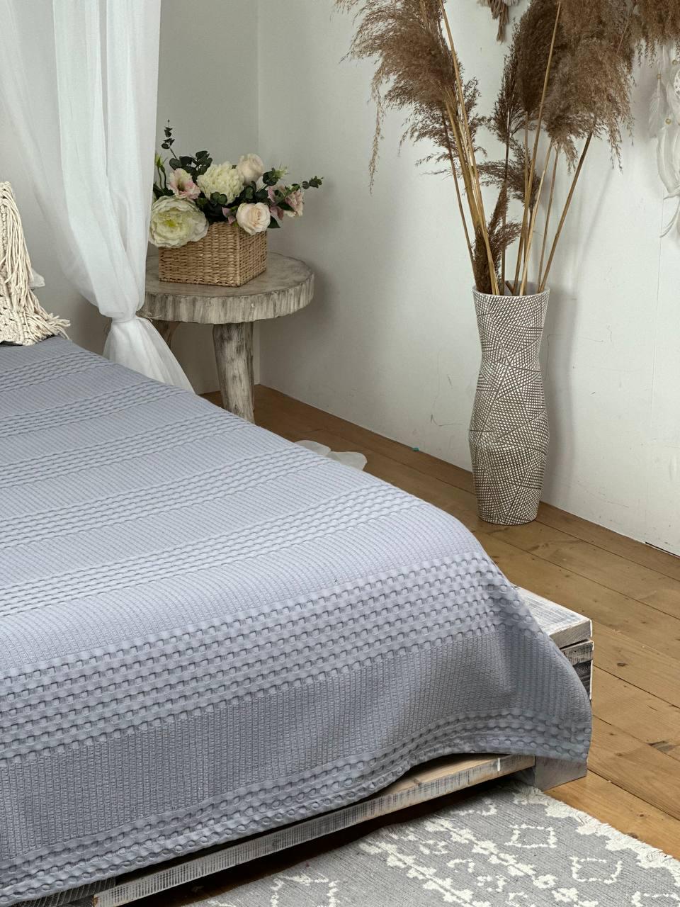 Покрывало Pike хлопок 140x230 см Серый (18213964) - фото 10