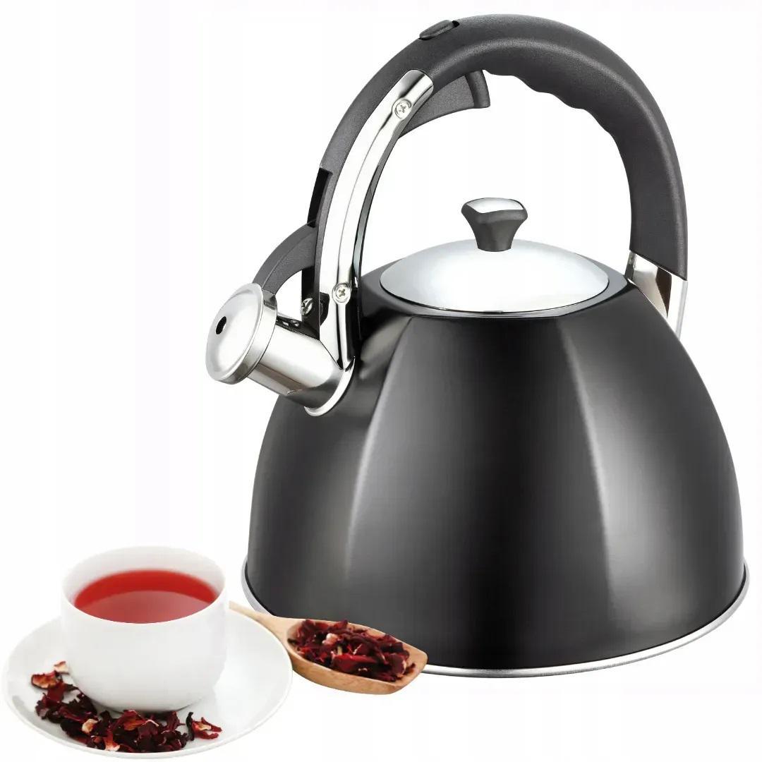 Чайник із свистком та ручкою з покриттям soft touch Ofenbach KM-100308 із нержавіючої сталі 3,2 л Чорний (150-84-100308) - фото 10 Чайник із свистком та ручкою з покриттям soft touch Ofenbach KM-100308 із нержавіючої сталі 3,2 л Чорний (150-84-100308) - фото 10