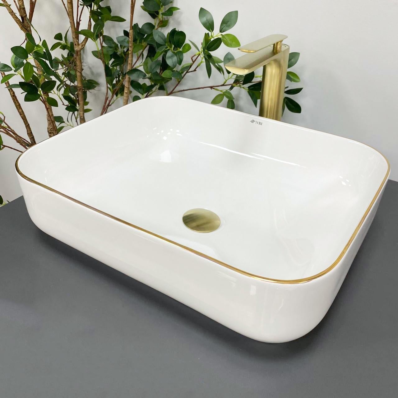 Умывальник накладной VBI PALERMO White/Gold Edge (2808389583)