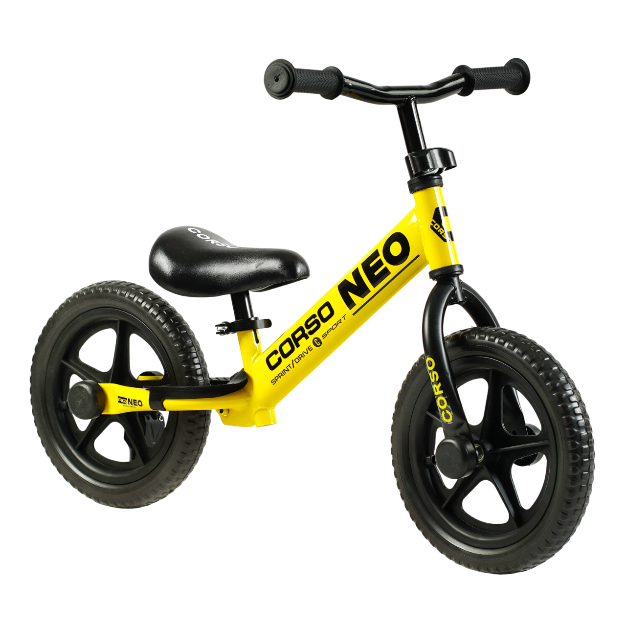 Біговел Corso Neo сталева рама/колесо 12"/підставка для ніг Yellow (144026)