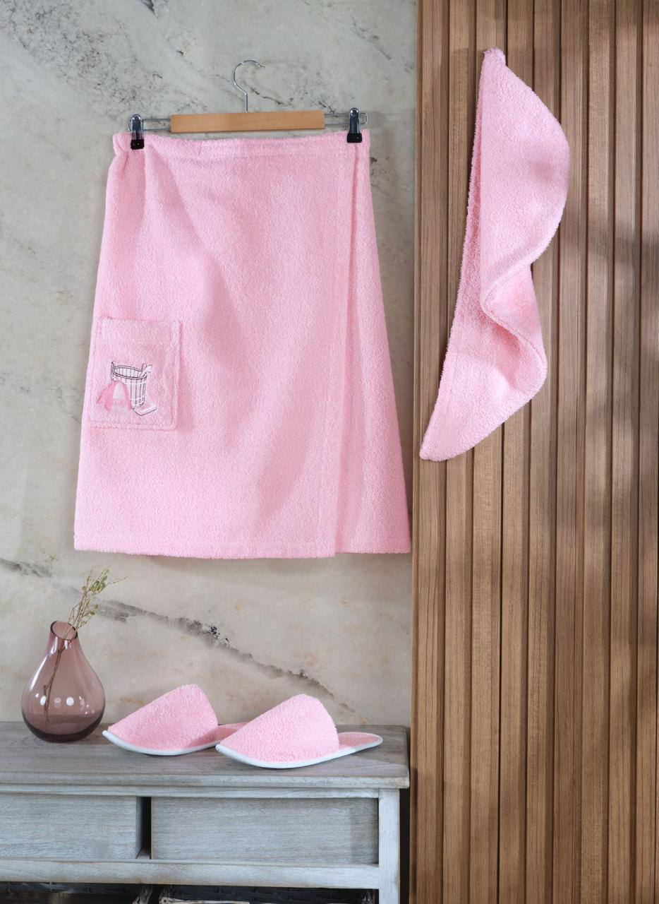 Набір жіночий Amore для сауни махра Світло-рожевий