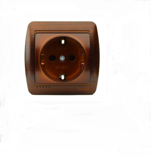 Розетка Lezard DEMET одинарная с заземлением Античный кедр (25876214)