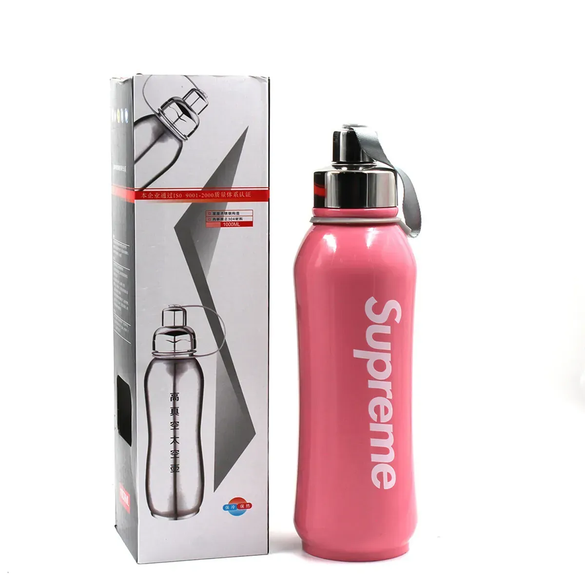 Термос SUPREME WITH CAP-800 нержавеющая сталь с ремешком и ситечком 500 мл Розовый (M160225)