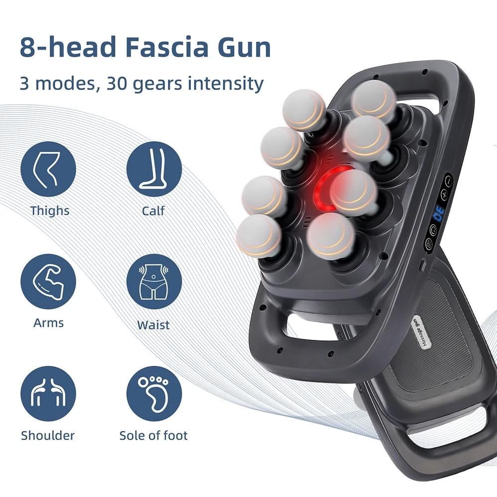 Вибромассажер Massage Gun с 8 головками перкуссионный для тела и мышц на аккумуляторе (FG8HEAD) - фото 12