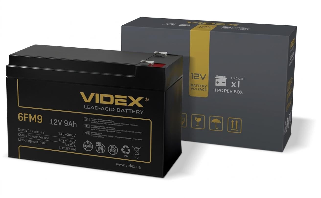 Аккумулятор для ИБП 12 В 9 Ач Videx 6FM9 12V 150x65x95 мм Black (MCT-6FM9 1CB)