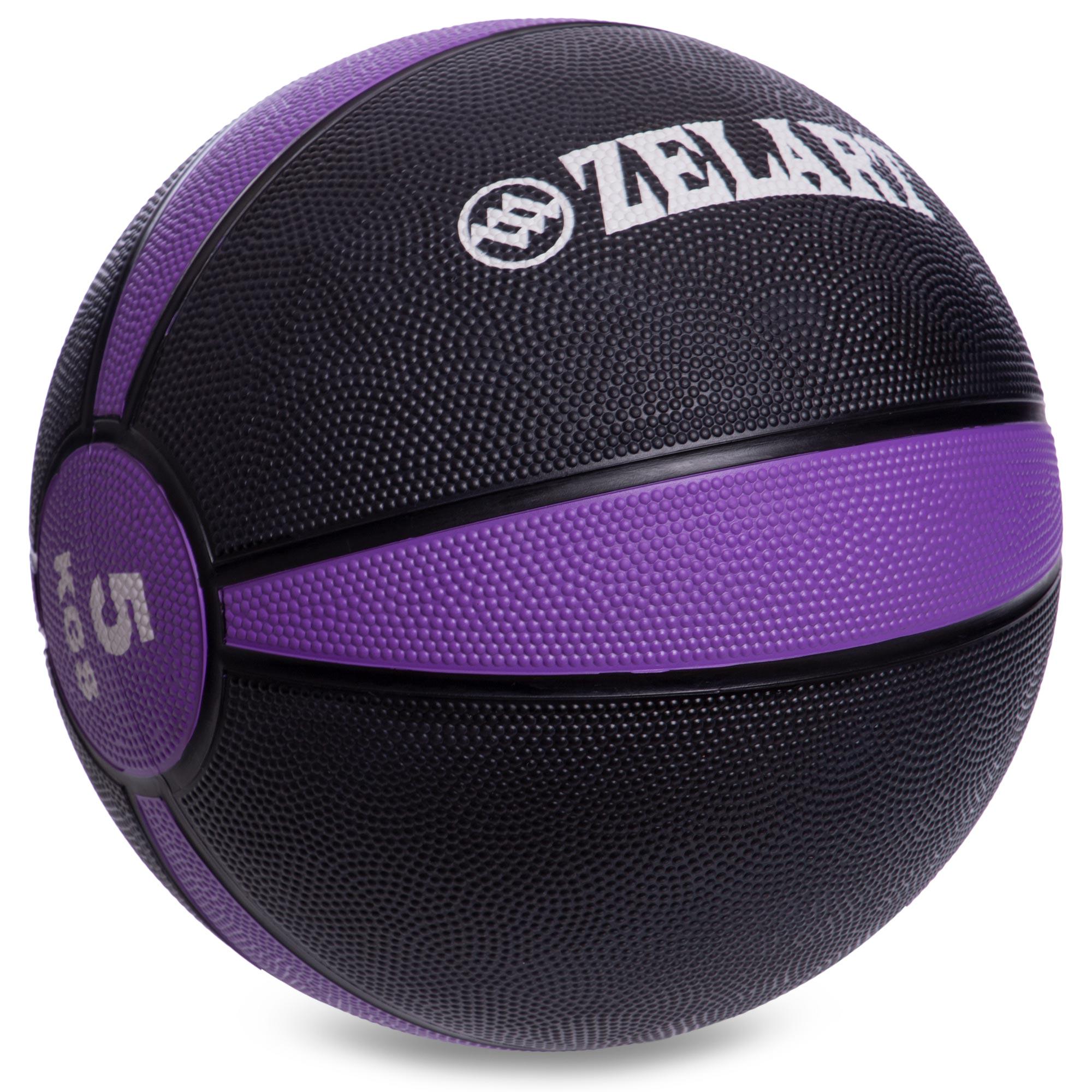 Мяч медицинский медбол Zelart Medicine Ball FI-5122-5 5 кг Черный/Фиолетовый (DR003490) - фото 1