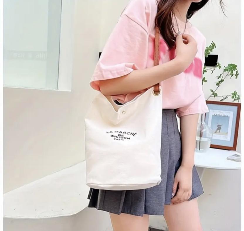 Сумка Le marche полотняна Білий (00219) - фото 3 Сумка Le marche полотняна Білий (00219) - фото 3