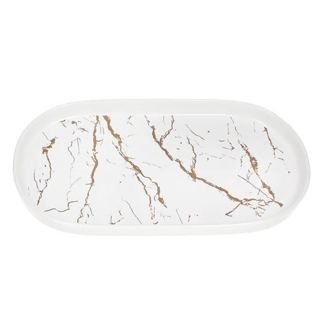 Блюдо фарфоровое овальное Мраморная роскошь белое 31х17 см (33362)