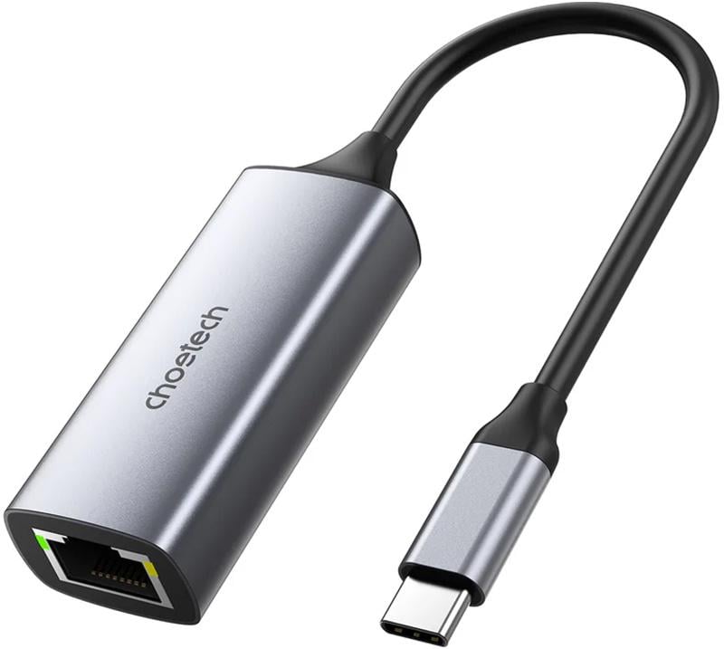 Переходник Choetech USB3.1 Type-C to Ethernet RJ45 2,5 Gbps 10 см Grey (HUB-R02-GY-V1)
