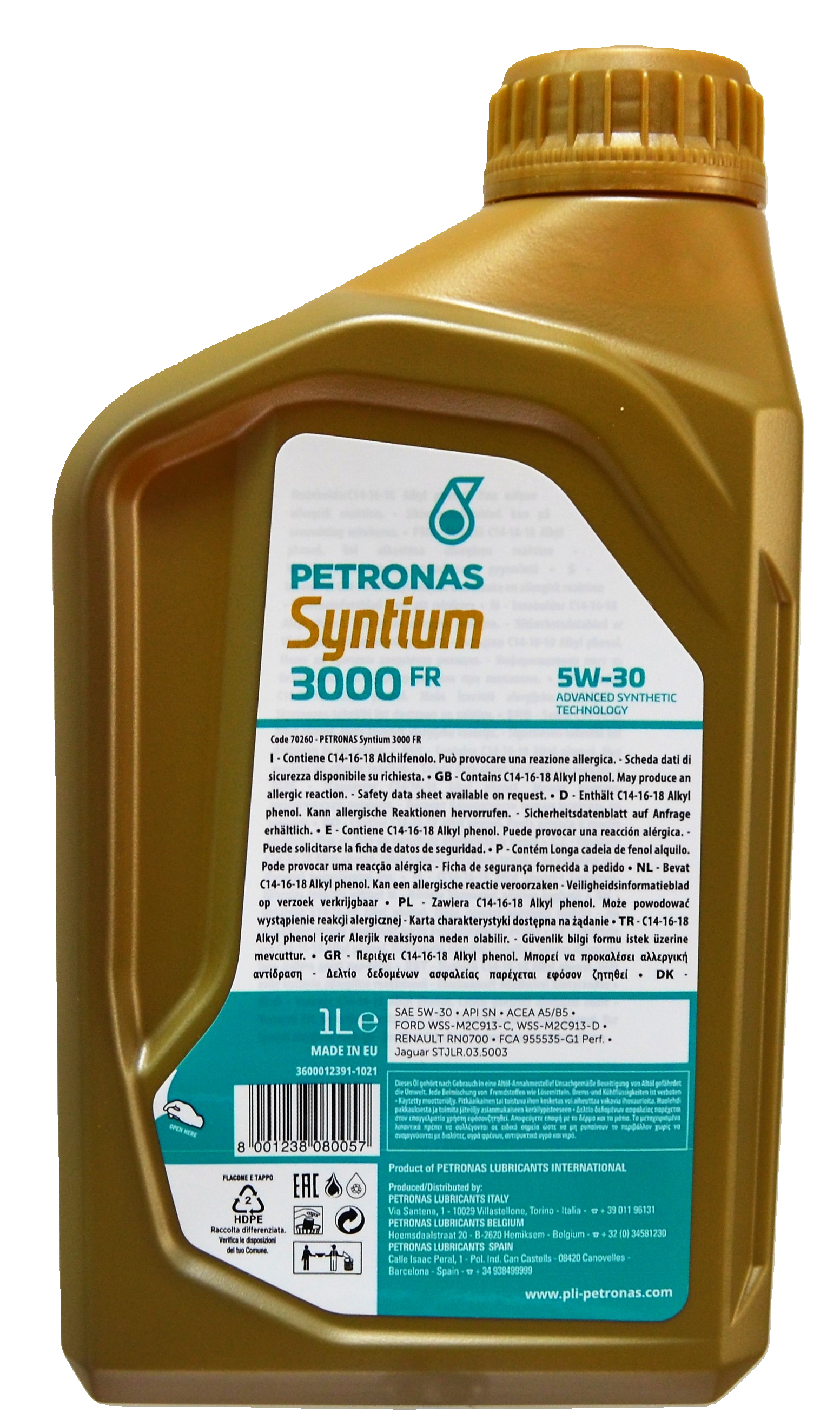 Моторное масло PETRONAS LUBRICANTS Syntium 3000 FR 5W-30 1 л (2417823970) - фото 3 Моторное масло PETRONAS LUBRICANTS Syntium 3000 FR 5W-30 1 л (2417823970) - фото 3