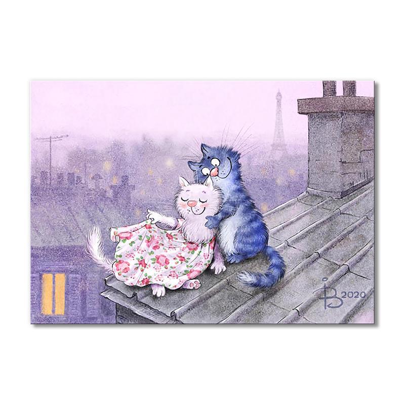 Модульная картина Лямур на крыше 1 модуль 50x75 см