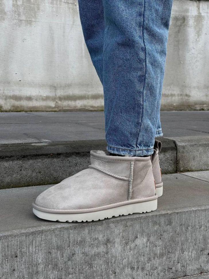 Уги женские UGG Classic Ultra Mini р. 36 Light Grey Suede (12089) - фото 7