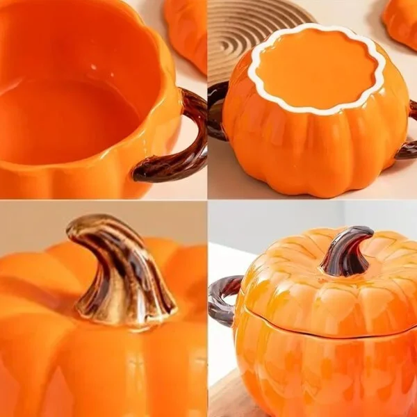 Кастрюля керамическая с антипригарным покрытием в виде Тыквы 1,5 л Оранжевый (Q00056) - фото 7