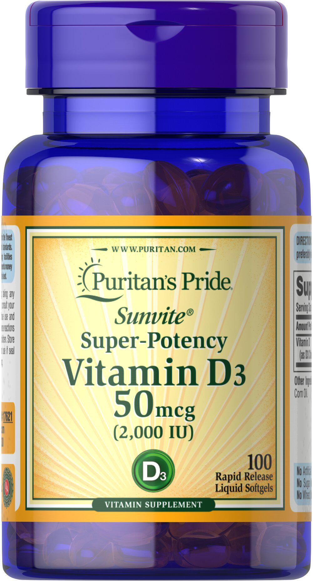 Витамин Д3 Puritan's Pride Vitamin D3 2000 IU 50 мг 100 гел. капс.