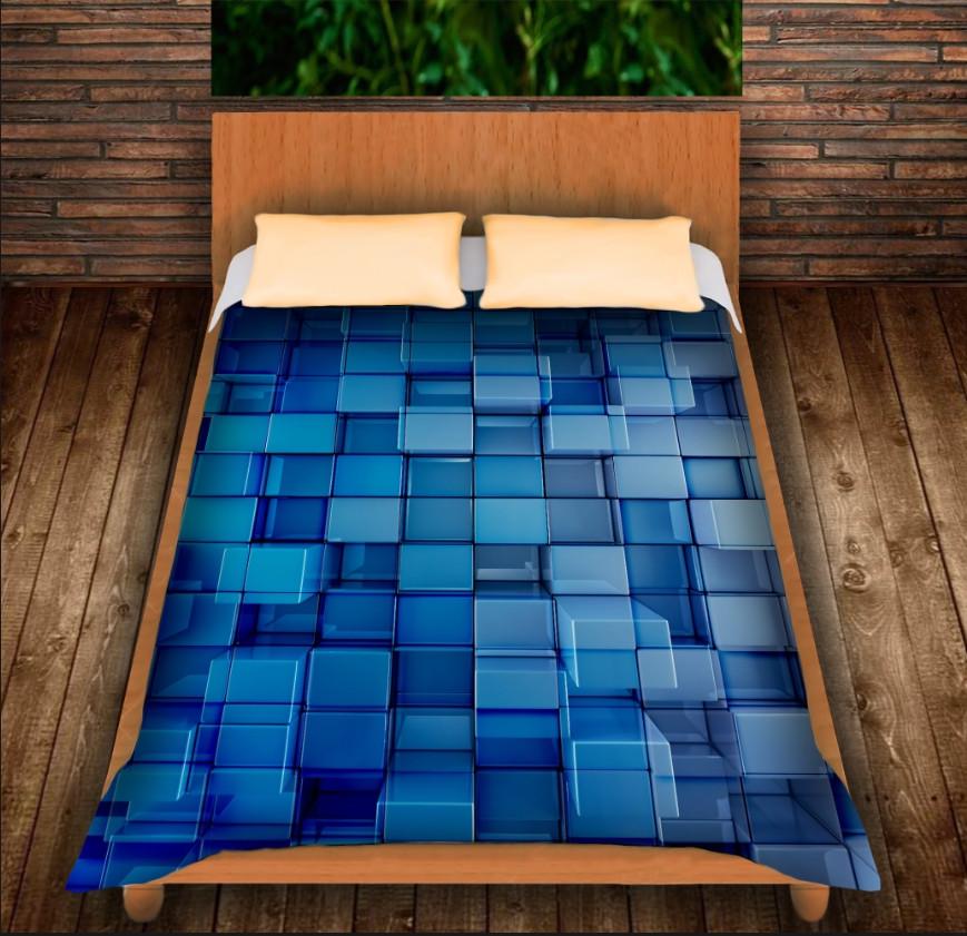 Плед с 3D принтом Голубые кубики 150х200 см (epi_0193)