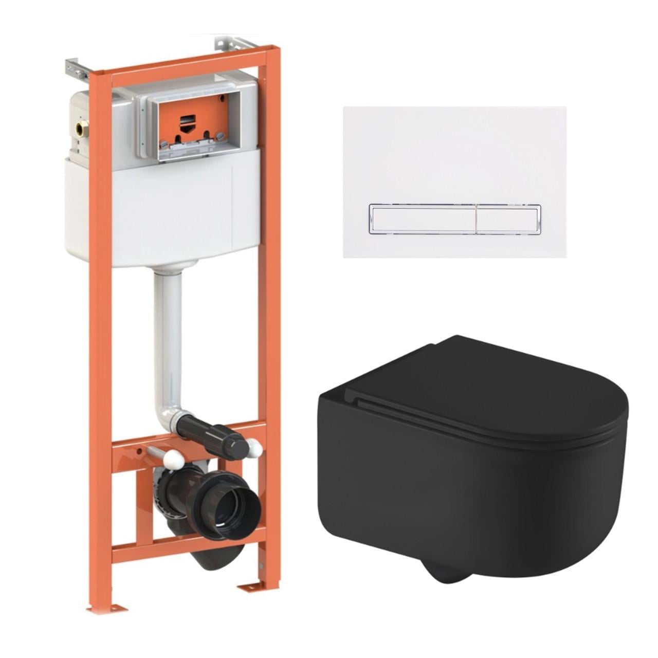 Комплект для ванной комнаты Qtap подвесной унитаз Taurus Ultra Quiet и комплект установки Nest 4в1 линейная клавиша (2610410317)