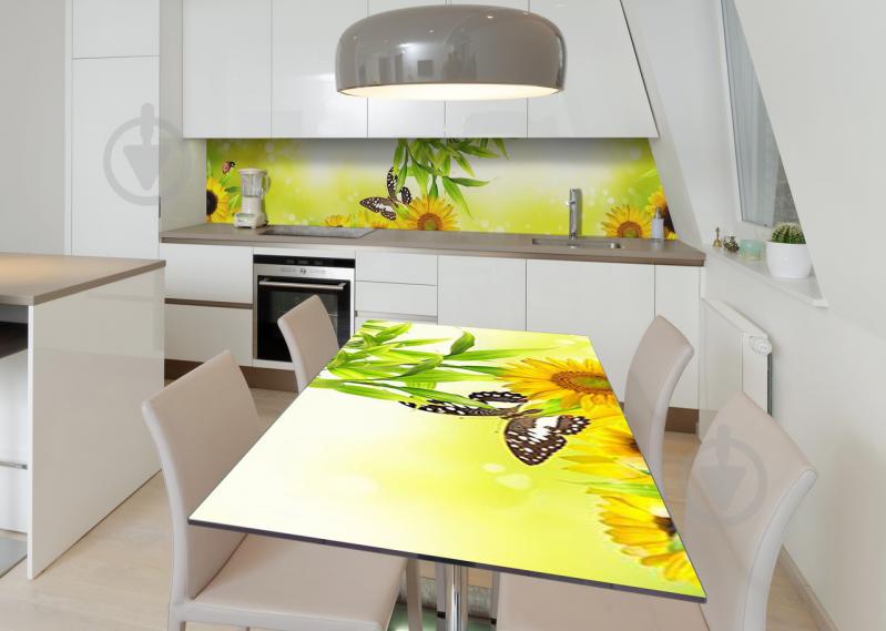 Наклейка 3Д виниловая на стол Zatarga «Цветочные гости» 600х1200 мм для домов, квартир, столов, кофейн, кафе