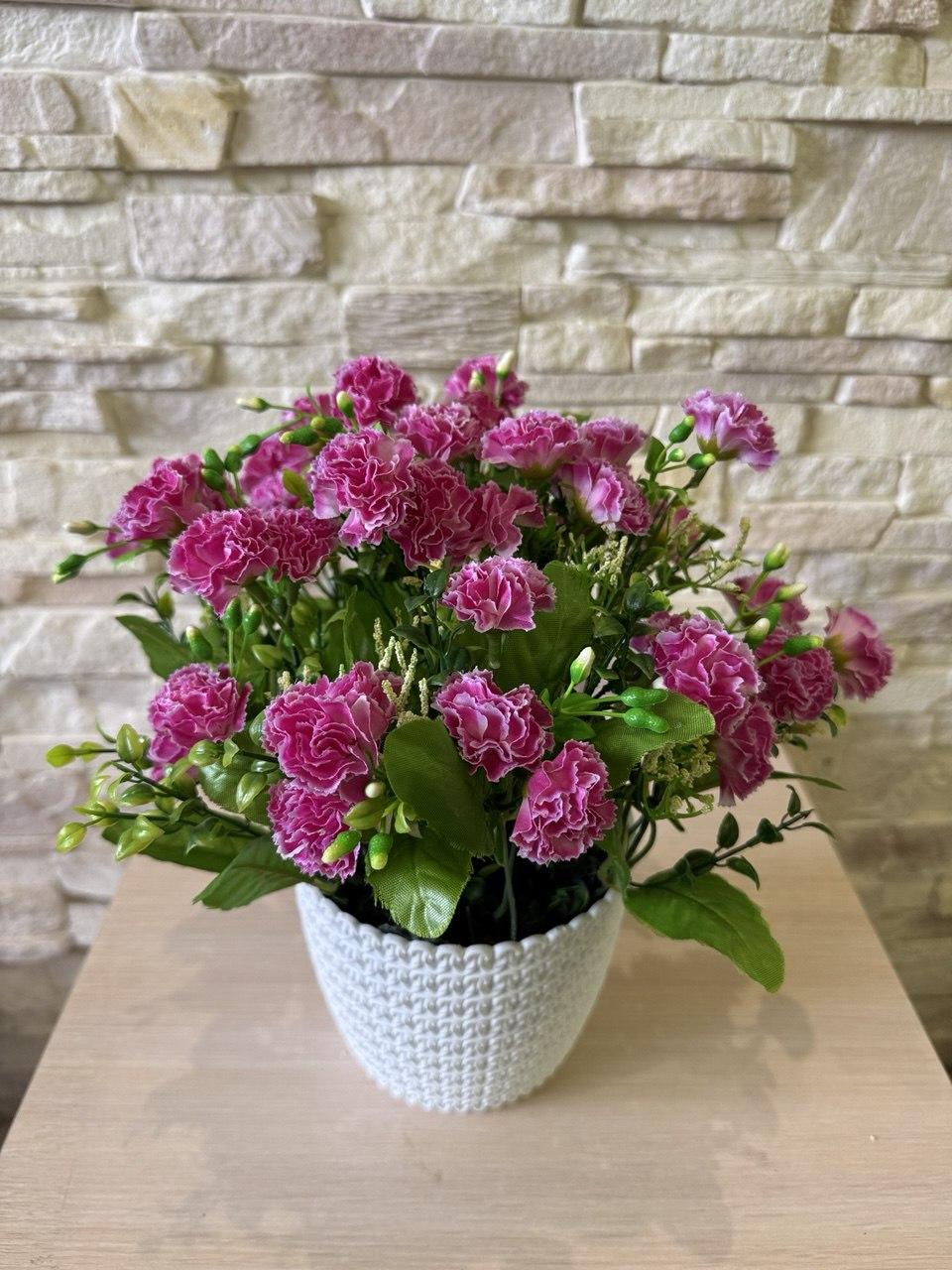 Букет гвоздики малой в кашпо ПЛАСТМАКС Сиреневый (R0405) - фото 2 Букет гвоздики малой в кашпо ПЛАСТМАКС Сиреневый (R0405) - фото 2