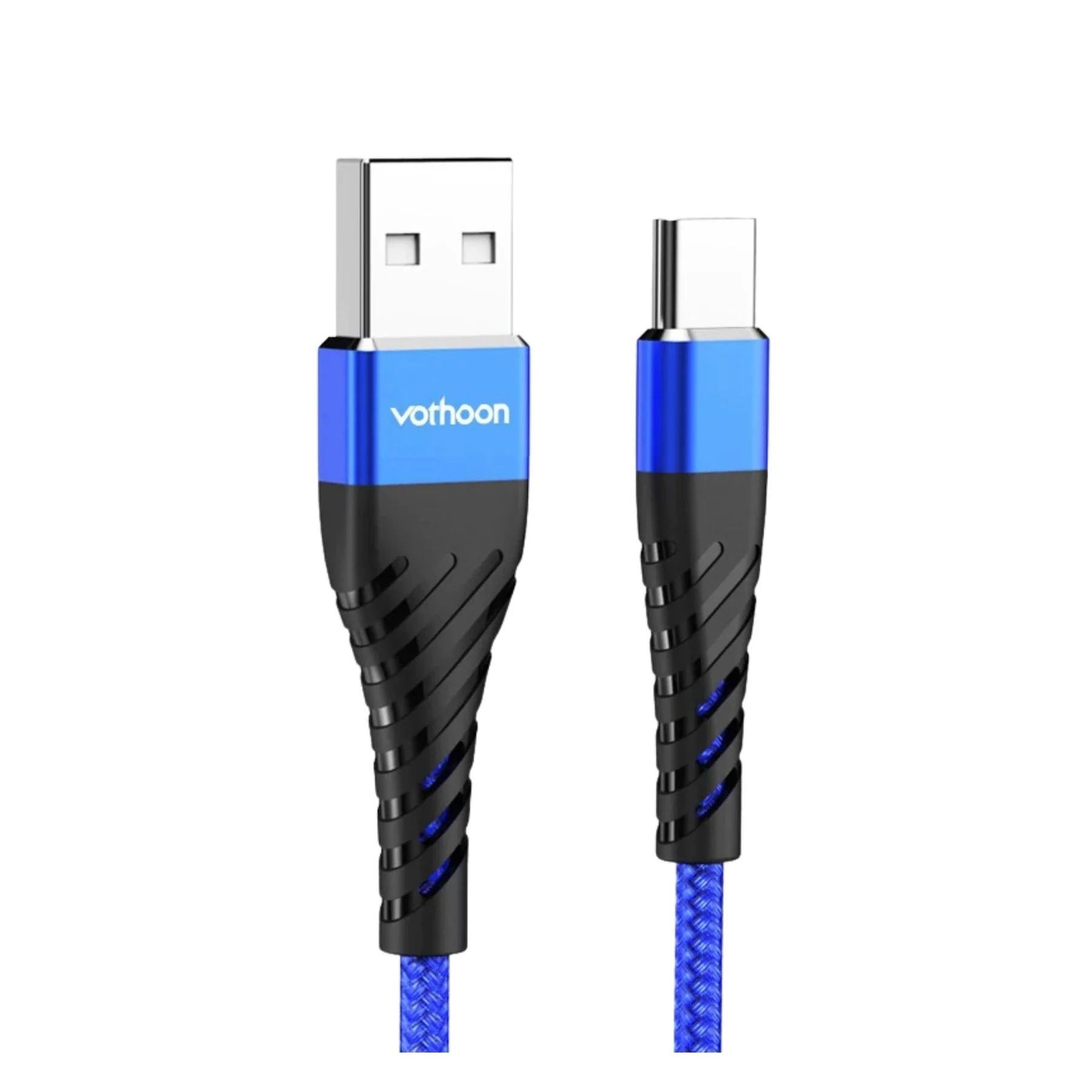 Кабель зарядний Vothoon USB Type-A на USB Type-C плетений 1 м 3 А Синій (1896647886) - фото 7