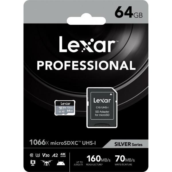 Карта памяти Lexar 64GB microSDXC class 10 UHS-I 1066x Silver (LMS1066064G-BNANG) - фото 3