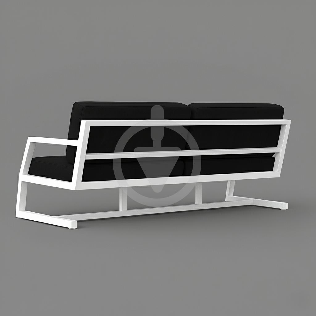 Диван металевий AVVS tech Атлас вуличний лофт рогожка з підлокотниками 126 см Чорний/Білий (30222771) - фото 3