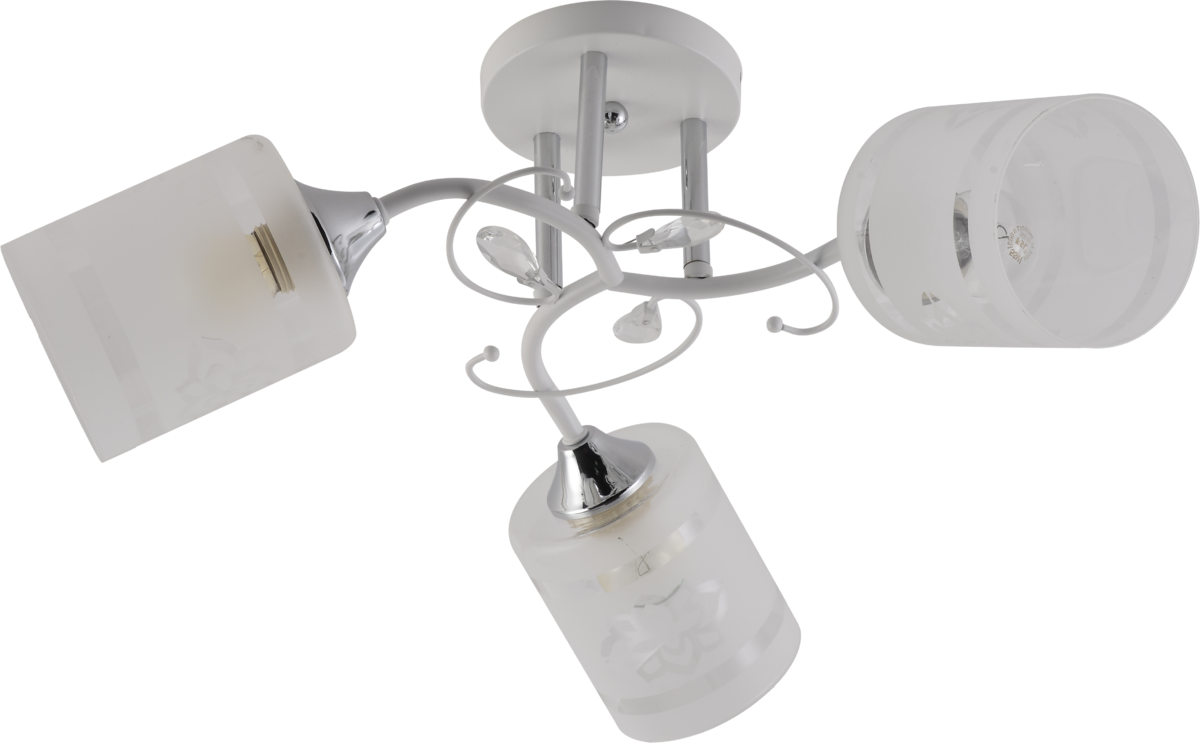 Люстра потолочная Light House SRS-20721/3 плафон белый матовый с узором Белый/Хром Люстра потолочная Light House SRS-20721/3 плафон белый матовый с узором Белый/Хром