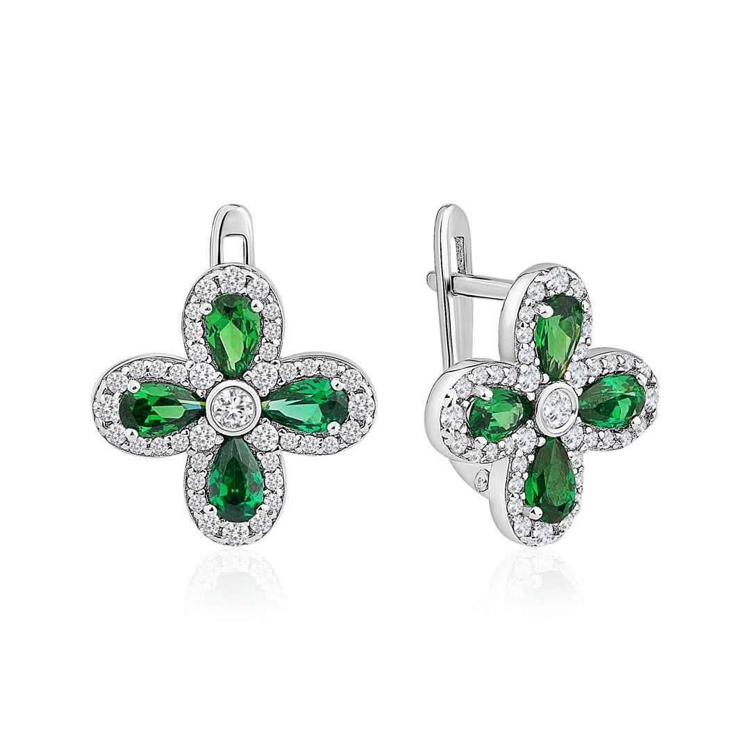 Серьги серебряные Green Clover 925° (20865z)