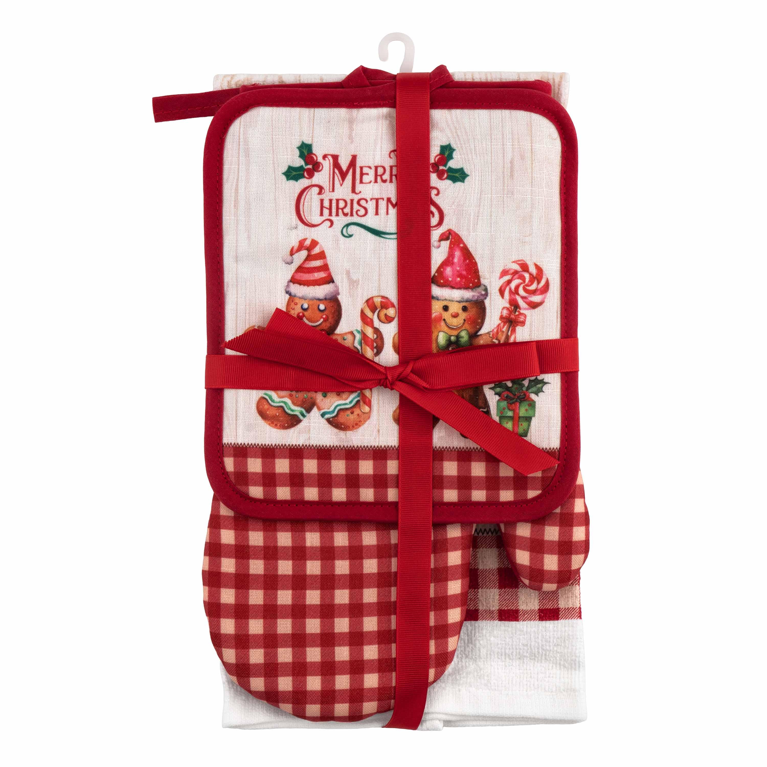 Полотенце с прихватками Ardesto Christmas Gingerbread 3 шт. Красный (ART14HGR)